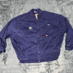 Saf-Tech FR Vintage Work Jacket Navy Blue Quilted Lining Made in USA Men L/XL